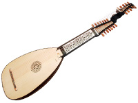 13-chörige Barocklaute nach Sebastian Schelle, Nürnberg 1744 (Schwanenhalslaute) - 13-course baroque lute after Sebastian Schelle, Nuremberg 1744 (swan neck lute)